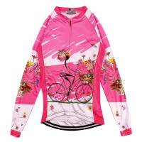 Personal Design Pink Long Sleeve Cycling Shirt Custom Zip-Up Printed Cycling Shirt Cycling Shirt Specialty Store SKCSCP023